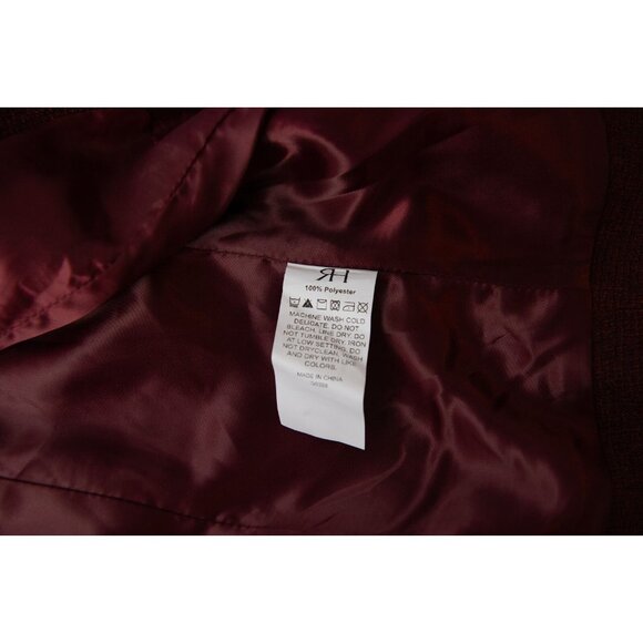 Rihoas Solid Retro Blazer Sz M Burgundy Tweed Vintage Career Gold Buttons NEW - Picture 11 of 13